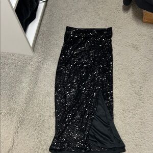 Rachel Zoe Black Sequin Maxi Skirt